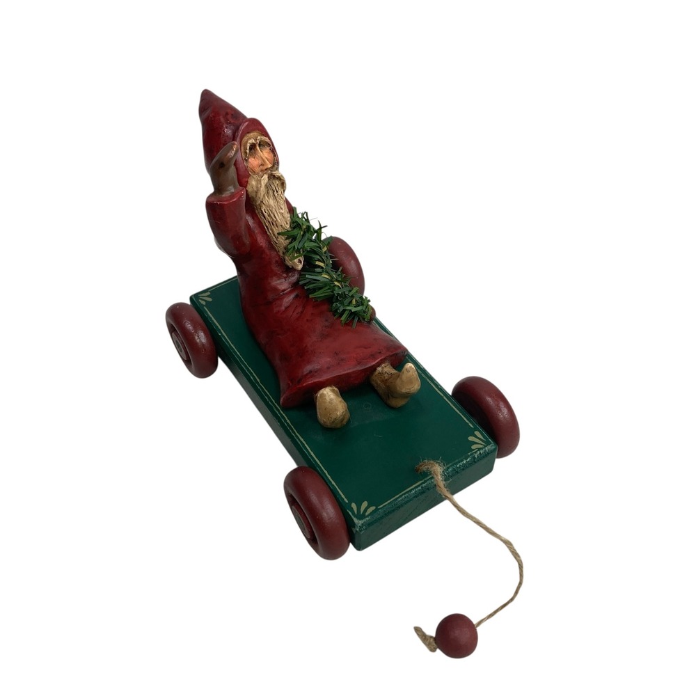 Kurt Adler Santas World Santa on Wheels Figurine X-Mas Decor‎ Wooden Toy Vintage